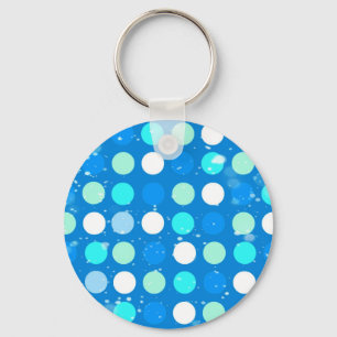 Coo big blue, white, light blue polka dots key ring