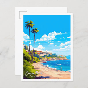 Coogee Beach Australia Travel Vintage illustration Postcard