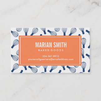 Cook, Baker Business Card White, Orange & Blue