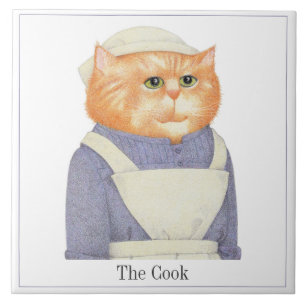 COOK CAT 6" Square Ceramic Tile + Text