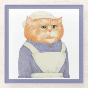 COOK CAT Glass Drink Coaster 