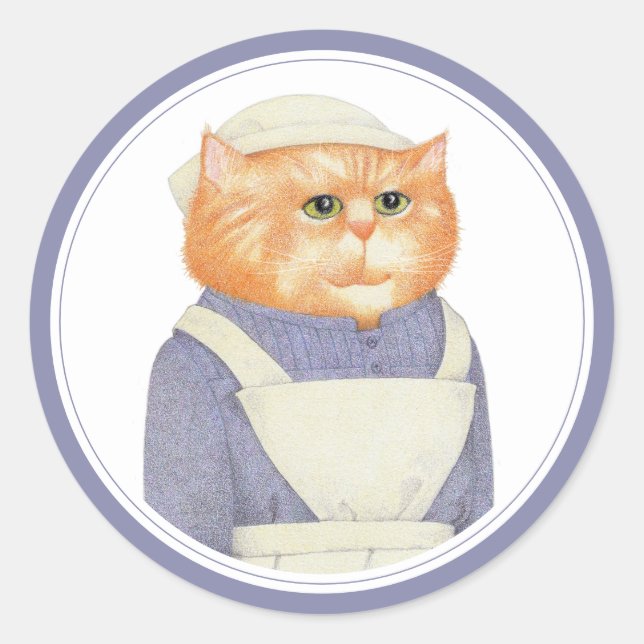 COOK CAT Large Round Stickers (Front)