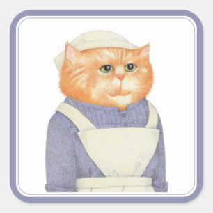COOK CAT Large Square Stickers