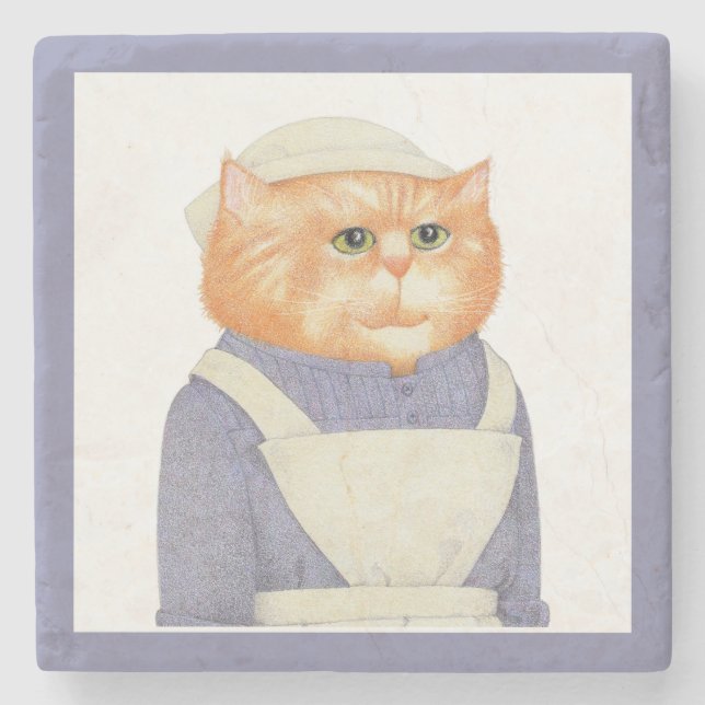 COOK CAT Marble Stone Coaster (Front)