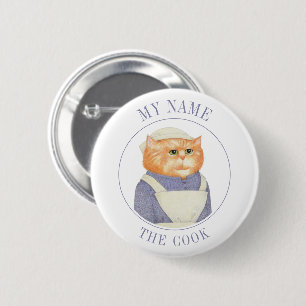 COOK CAT Name Tag Badge Pin Button II