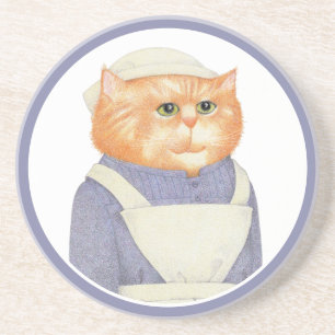 COOK CAT Round Sandstone Coaster