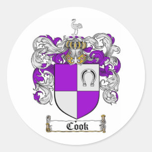 COOK FAMILY CREST -  COOK COAT OF ARMS CLASSIC ROUND STICKER