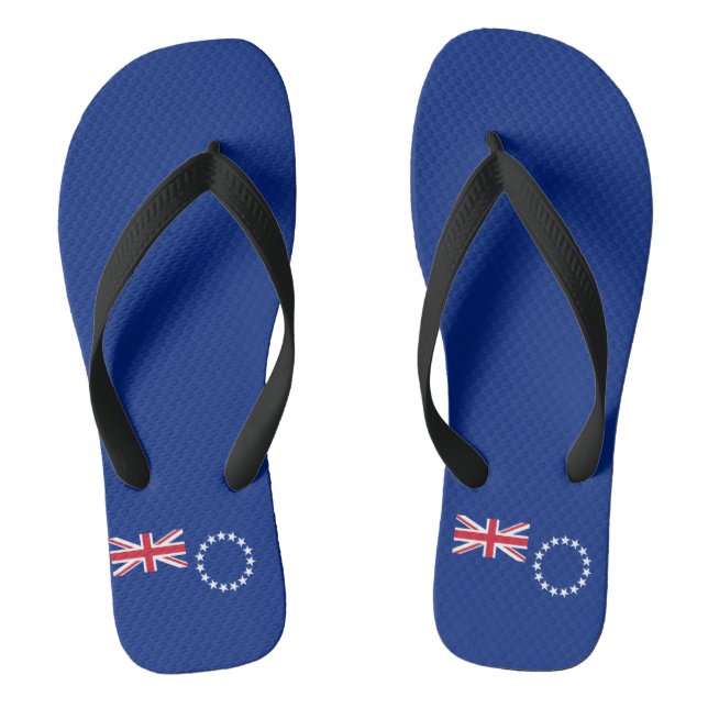 Cook Islands flag Adult Flip Flops Wide Straps (Footbed)