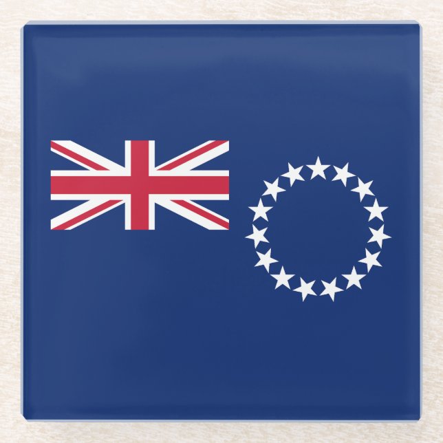Cook Islands Flag Glass Coaster (Front)