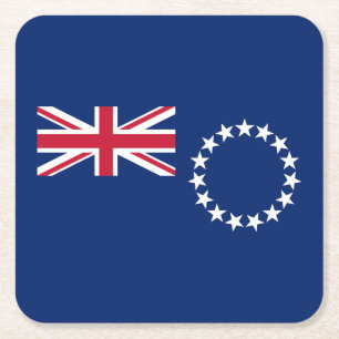 Cook Islands Flag Square Paper Coaster