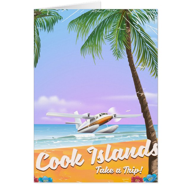 Cook Islands Vintage travel beach poster. (Front)