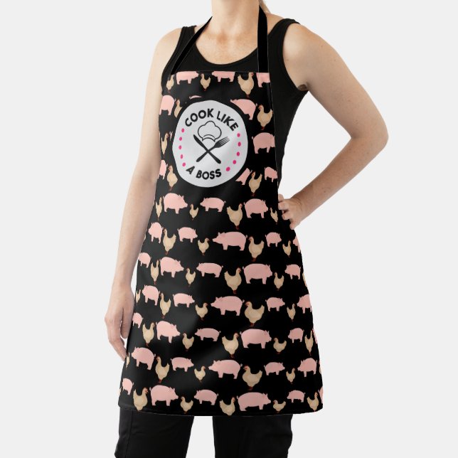 Cook Like A Boss Chicken Pork Funny Gift Apron (Insitu)