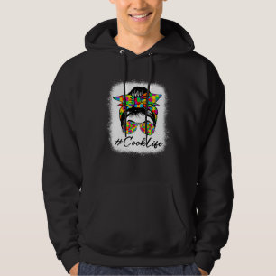 Cook Messy Bun Women Supporting Autism Awareness M Hoodie