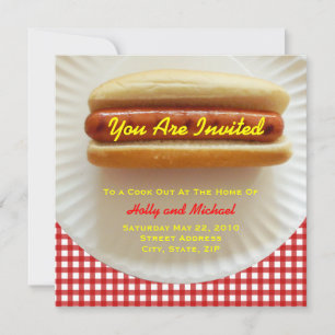 Cook Out Invitation - Hot Dog on a Plate