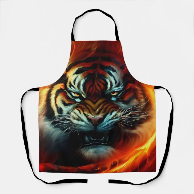 Cook Up a Storm with the Fire and Ice Tiger Apron (Front)