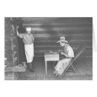 Cook watching a cowboy play cards 2