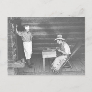 Cook watching a cowboy play cards 2