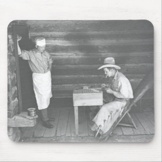 Cook watching a cowboy play cards 2 mouse pad