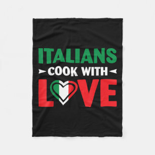 Cook With Love Italian Chef Funny Sayings Quotes Fleece Blanket