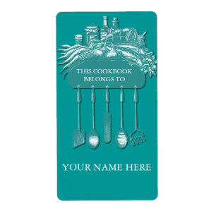 Cookbook Collection Bookplate ..teal
