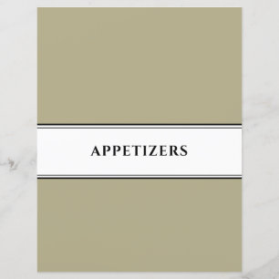 Cookbook Divider Appetizers Sage Black White