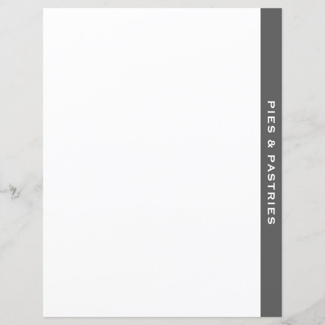 Cookbook Divider | Grey & White | Pie & Pastry (Front)