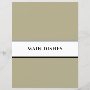 Cookbook Divider   Main Dishes   Sage Black White