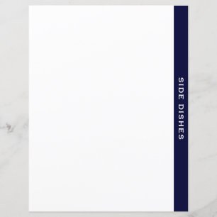 Cookbook Divider Navy & White Side Dishes