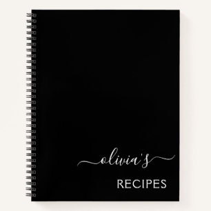 Cookbook Recipe Black White Monogram Notebook