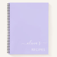 Cookbook Recipe Lavender Purple Girly Monogram