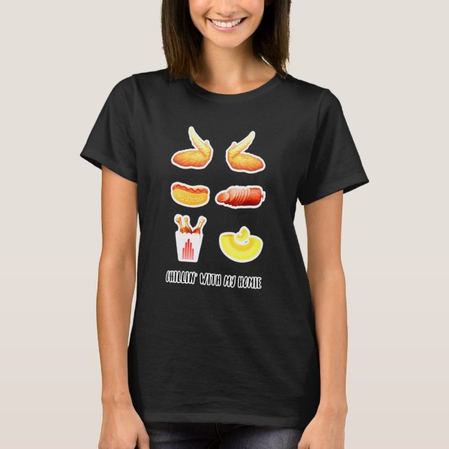 Cooked Chicken Wing Chicken Wing Hot Dog Bologna M T-Shirt (Front)