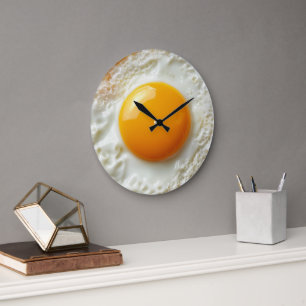 Cooked fried egg with golden yolk large clock