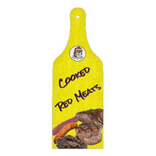 Cooked Red Meat Glass Cutting Board (With Handle)