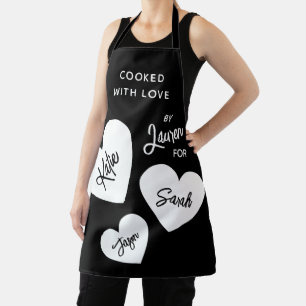 Cooked With Love Black & White Personalised Apron