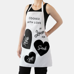Cooked With Love Personalised Black & White Apron