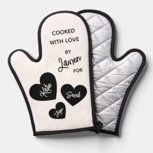 Cooked With Love Personalised Black & White  Oven Mitt