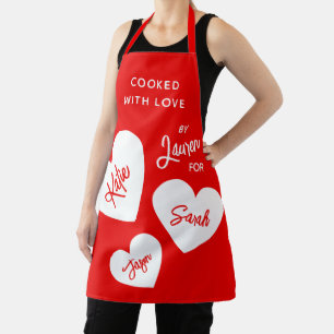 Cooked With Love Personalised Red & White Apron
