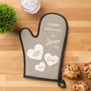 Cooked With Love Whisper Beige Personalized Oven Mitt