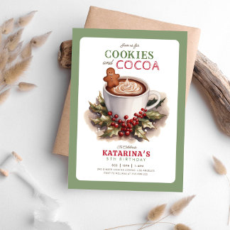 cookie and cocoa Christmas birthday party Invitation