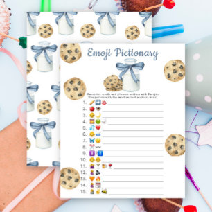 Cookie and milk baby shower Emoji Pictionary game