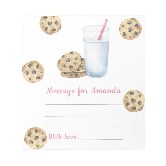 Cookie and Milk birthday time capsule message Notepad (Front)