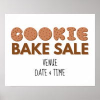 Cookie Bake Sale Sign, Fundraising Sale Poster