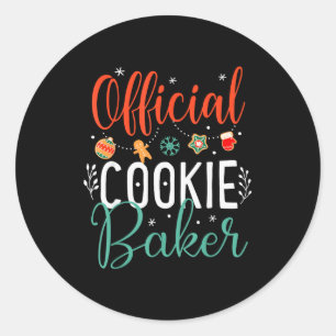 Cookie Baker Funny Christmas Couples Matching  Classic Round Sticker