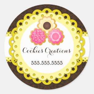 Cookie Bakery Damask Yellow Scallop Seals