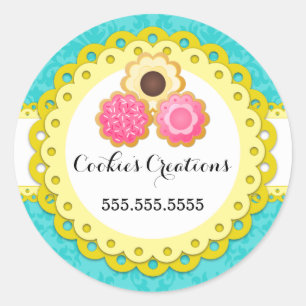 Cookie Bakery Damask Yellow Scallop Seals