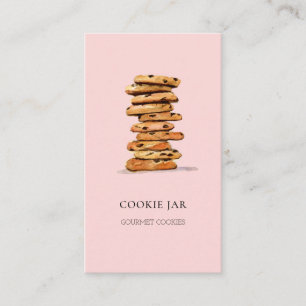 Cookie bakery watercolor pink business card
