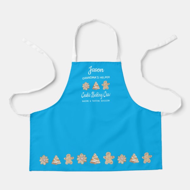Cookie Baking Crew Blue Childrens Kids Baking Apron (Front)