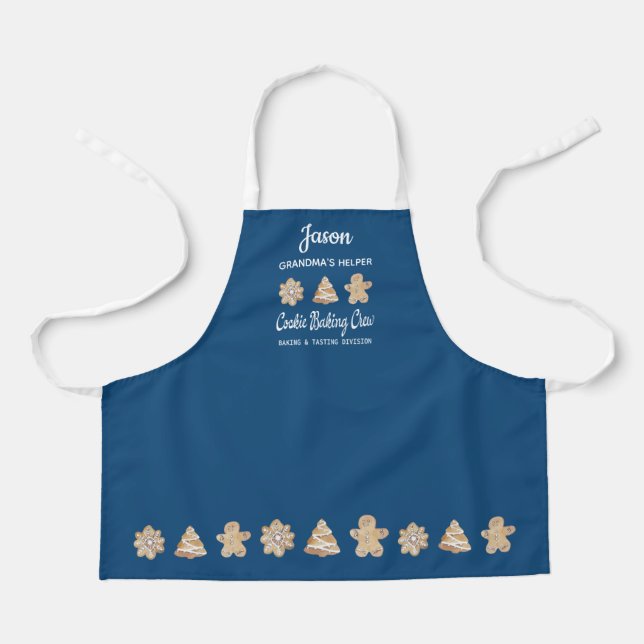 Cookie Baking Crew Blue Childrens Kids Baking Apron (Front)