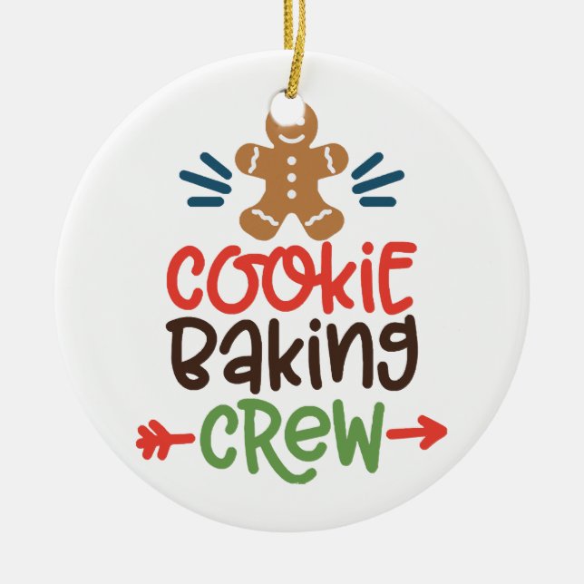 Cookie baking crew christmas  ceramic tree decoration (Front)