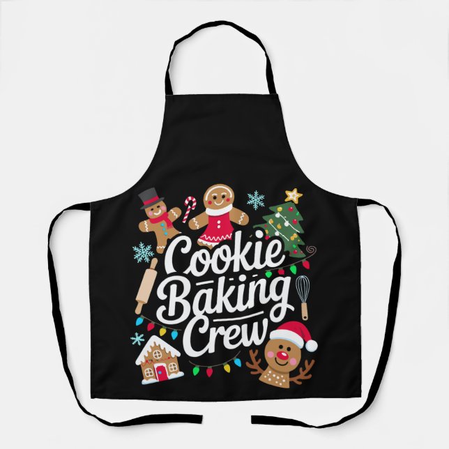 Cookie Baking Crew Christmas Gingerbread Reindeer Apron (Front)
